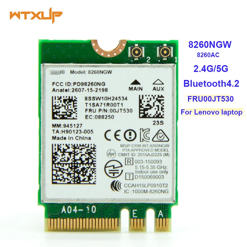 Фото 802.11AC 867Mbps WiFi Bluetooth 4.2 for Intel Wireless-AC 8260 8260NGW NGFF WI-FI Wlan Card FRU 00JT530 For Thinkpad P50 T460S | Компьютеры