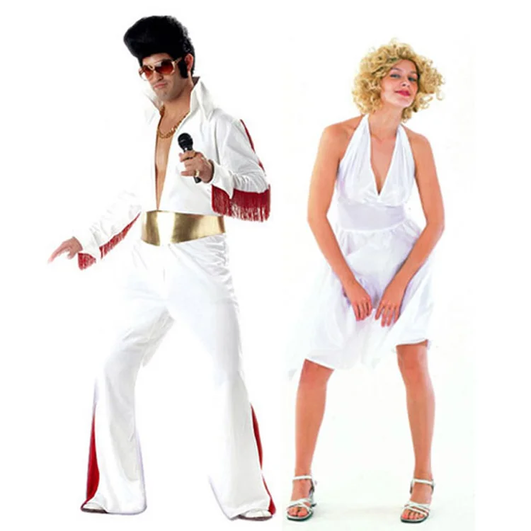 

Cosplay Costumes Halloween Costume Party Clothing Singer White Clothing Adult Elvis Presley Clothing Marilyn Monro Cos Dress