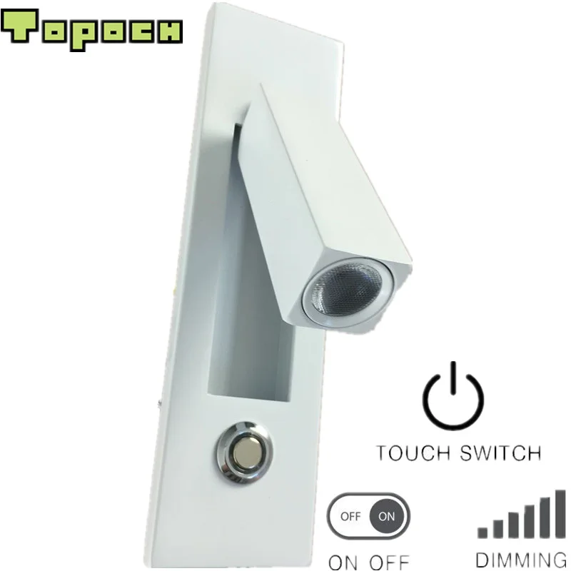 Topoch Wall Mounted Bedside Reading Lights White Color Touch Control ON/OFF/Dim LED 3W Head Swivels 90degree Left/Right/Forward
Topoch Wall Mounted Bedside Reading Lights White Color Touch Control ON/OFF/Dim LED 3W Head Swivels 90degree Left/Right/Forward