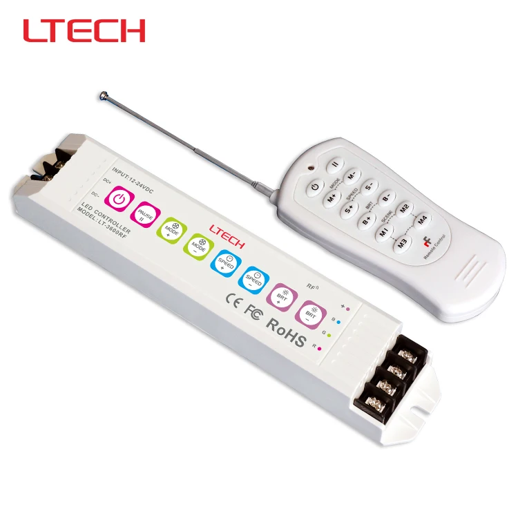 LT-3600RF Led RGB Controller with ,DC12-24V input;max 6A*3channel output for RGB Strips
LT-3600RF Led RGB Controller with ,DC12-24V input;max 6A*3channel output for RGB Strips
