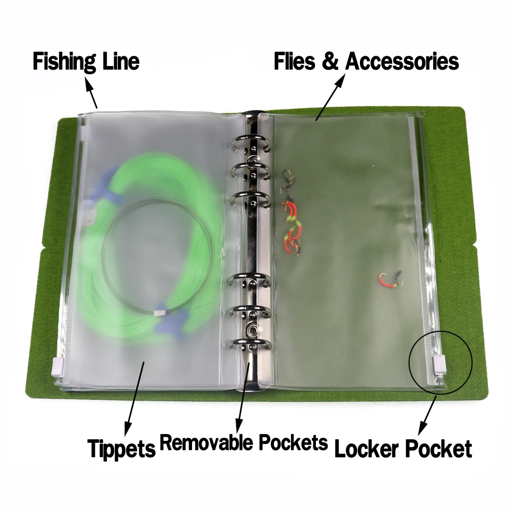 Description Picture 3 of itemBimoo  1Piece +10 inner Bags Fly Fishing Line Tippet Pocket Storage Bag Fishing Fly Accessory Wallet Removable Fly Line Holder