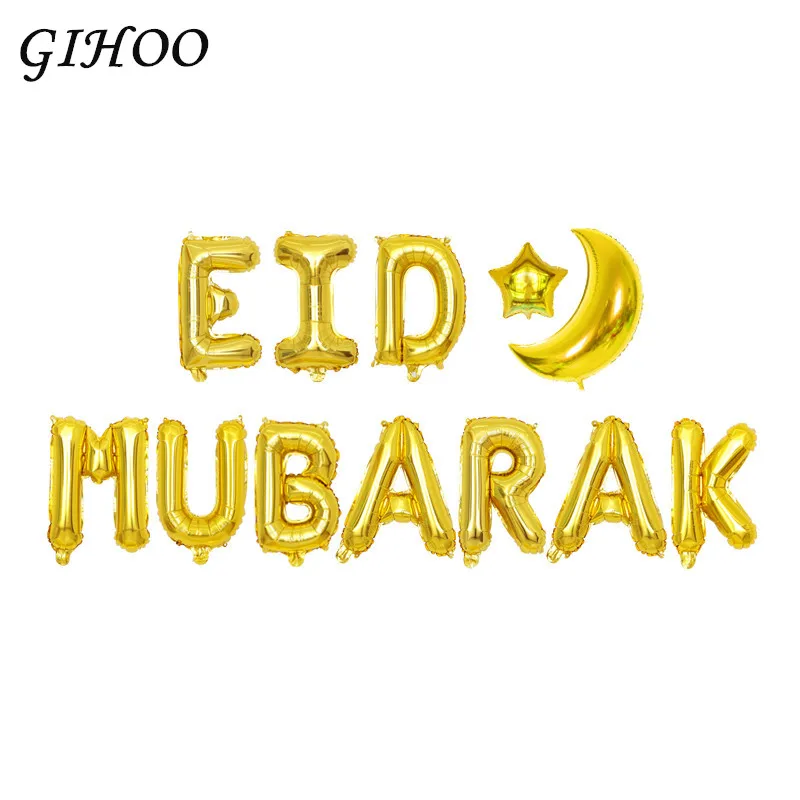 12pcs EID MUBARAK Gold Letter Balloons Ramadan Decoration 16'' Gold Silver EID Balloon For Muslim EID Party 18inch Moon Supplies
12pcs EID MUBARAK Gold Letter Balloons Ramadan Decoration 16'' Gold Silver EID Balloon For Muslim EID Party 18inch Moon Supplies