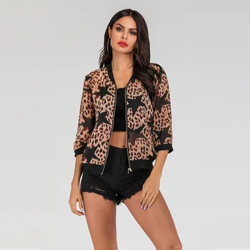 Leopard Print Zipper Short Jacket Women Fashion Casual Stars Mosaic Zipper Loose Casual Chiffon Women's Short Jacket Sun Shirt
Leopard Print Zipper Short Jacket Women Fashion Casual Stars Mosaic Zipper Loose Casual Chiffon Women's Short Jacket Sun Shirt