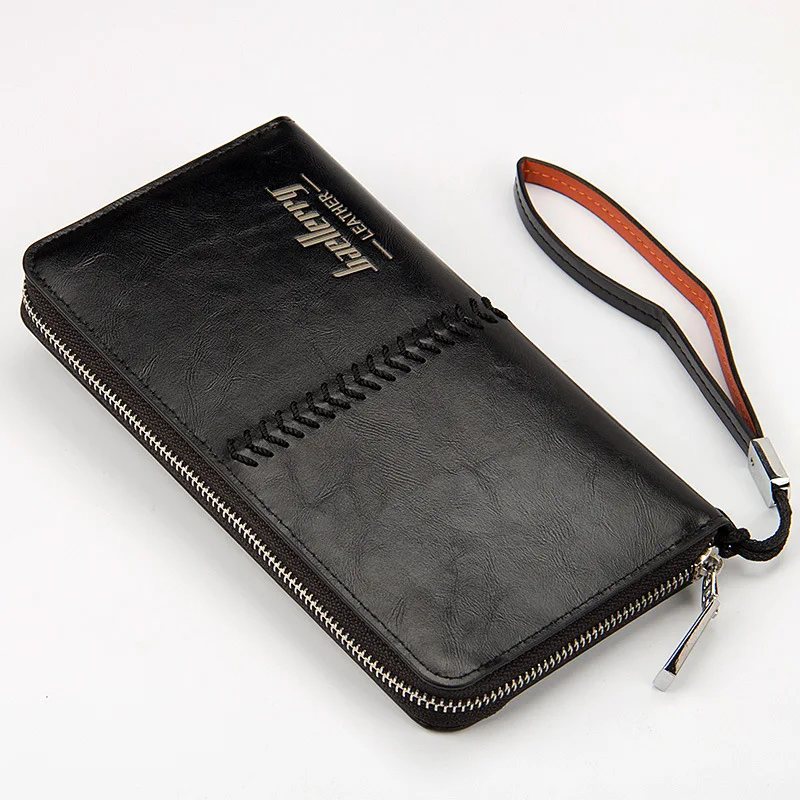 Фото Большой мужской кошелек качественный кожаный для карт телефона денег Длинный