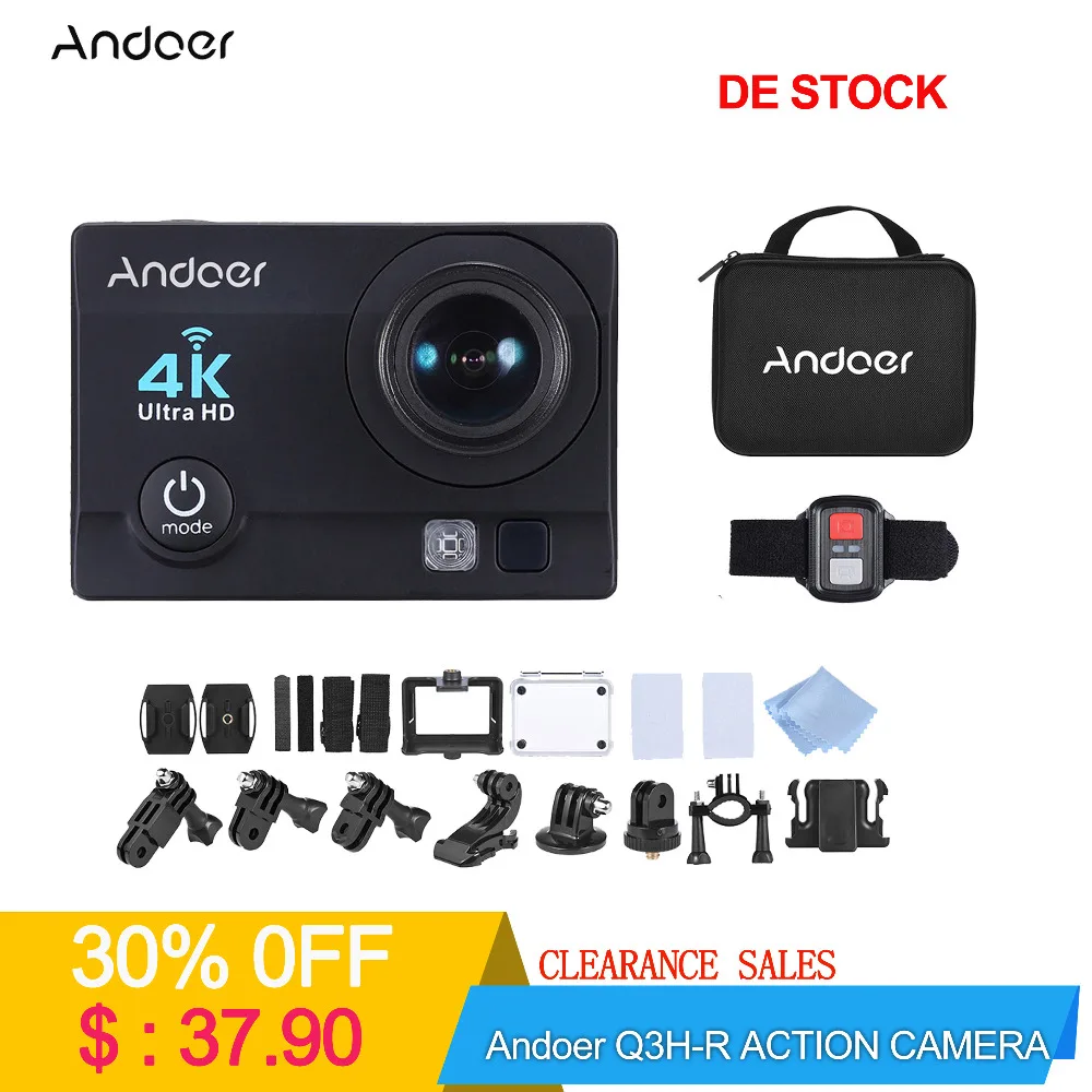 DE Stock Andoer Q3H-R 4K 16MP WiFi Sports Action Camera Full HD Waterproof 30m 2" LCD w/ Remote Control Portable Carrying Case
DE Stock Andoer Q3H-R 4K 16MP WiFi Sports Action Camera Full HD Waterproof 30m 2" LCD w/ Remote Control Portable Carrying Case