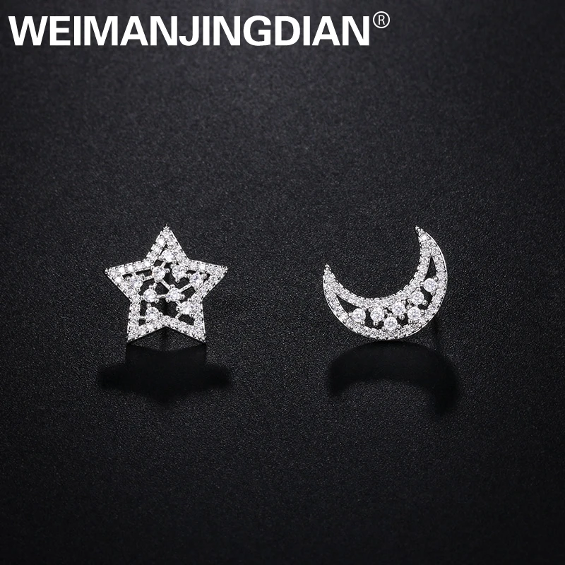 WEIMANJINGDIAN New Arrival Star and Moon Cubic Zirconia CZ Crystal Stud Earrings for Women or Wedding Bride in White Gold Color
WEIMANJINGDIAN New Arrival Star and Moon Cubic Zirconia CZ Crystal Stud Earrings for Women or Wedding Bride in White Gold Color