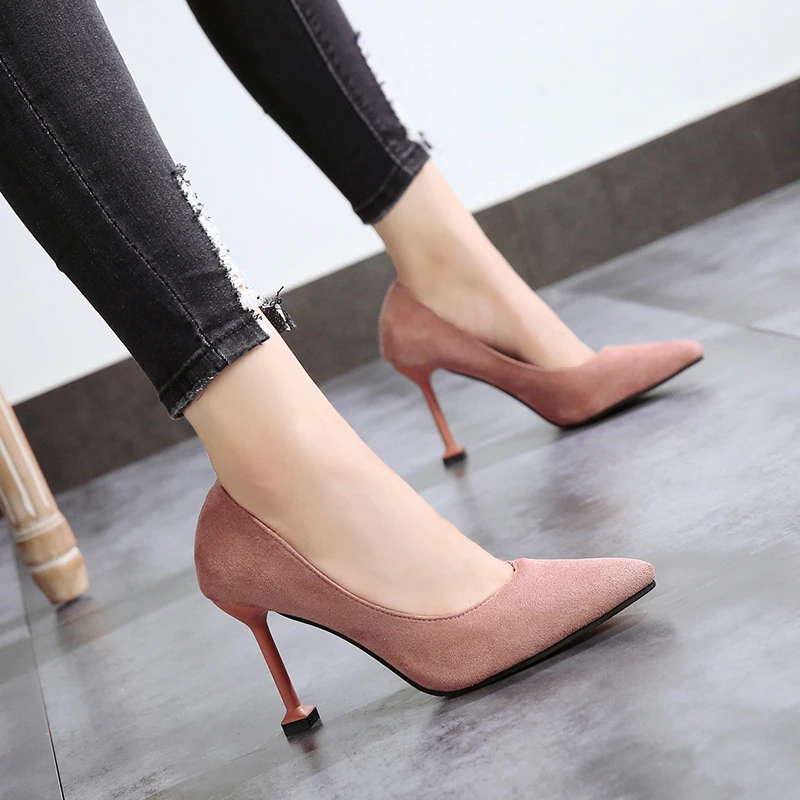 2018 new women's single shoes Korean fashion sexy pointed shallow mouth suede high heels wild professional work shoes
2018 new women's single shoes Korean fashion sexy pointed shallow mouth suede high heels wild professional work shoes