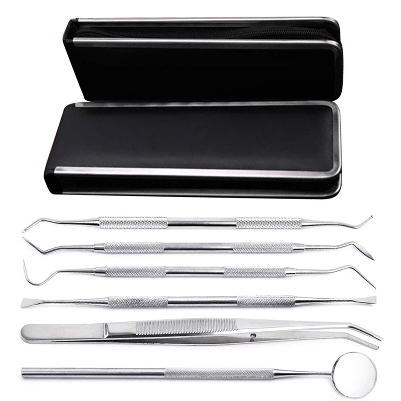 6pcs/Set Stainless Steel Dental Tools Kit Teeth Tartar Scraper Mouth Mirror Dentists Pick Tool Teeth Scaler for Personal Use
6pcs/Set Stainless Steel Dental Tools Kit Teeth Tartar Scraper Mouth Mirror Dentists Pick Tool Teeth Scaler for Personal Use