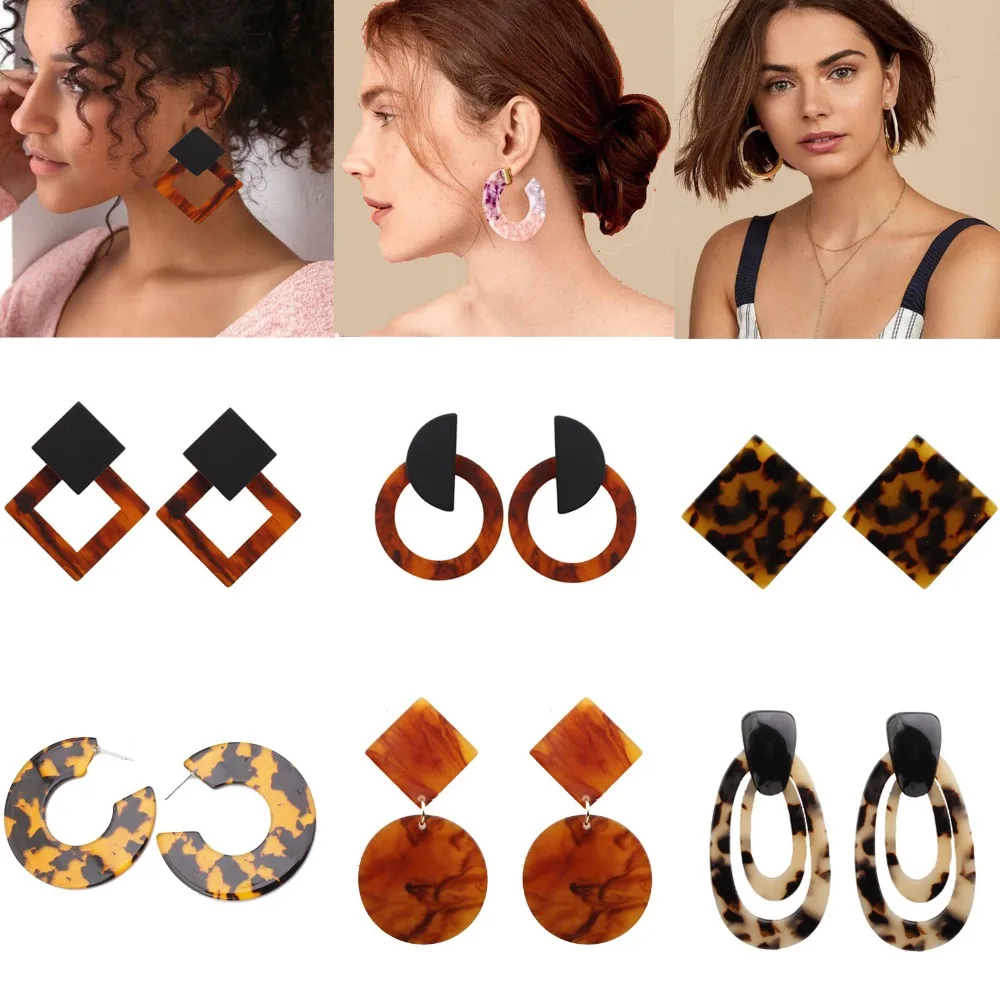 SexeMara New Fashion Tortoise Color Leopard Print Acrylic Acetic Acid Sheet Geometric Circle Square Long Drop Earrings for Women
SexeMara New Fashion Tortoise Color Leopard Print Acrylic Acetic Acid Sheet Geometric Circle Square Long Drop Earrings for Women