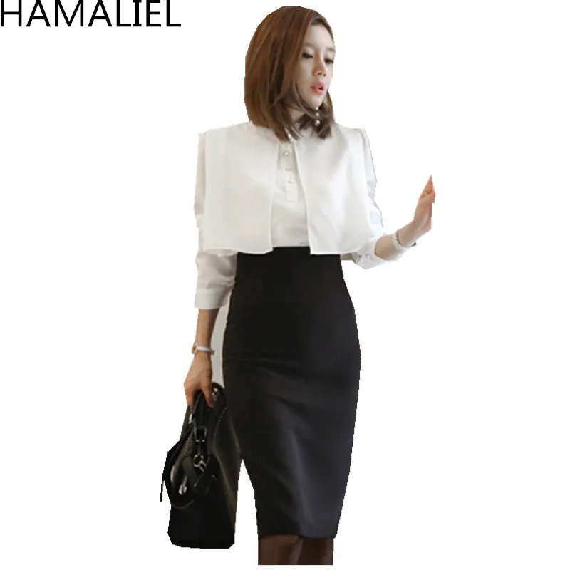 HAMALIEL Business Autumn Women 2 Piece Set 2018 Fashion Formal White Long Sleeve Blouse Top + Black Pencil OL Skirt Set
HAMALIEL Business Autumn Women 2 Piece Set 2018 Fashion Formal White Long Sleeve Blouse Top + Black Pencil OL Skirt Set