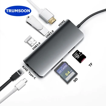 Trumsoon Type-C to Gigabit RJ45 Lan HDMI USB-C USB 3.0 Hub SD TF Card Reader Adapter for MacBook Samsung S8 Dex Huawei P30 TV
Trumsoon Type-C to Gigabit RJ45 Lan HDMI USB-C USB 3.0 Hub SD TF Card Reader Adapter for MacBook Samsung S8 Dex Huawei P30 TV