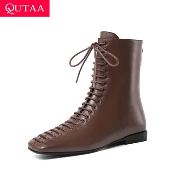 QUTAA 2020 Retro Square Toe Square Low Heel Spring Autumn Shoes Fashion Lace Up Zipper Women Ankle Boots Black Brown Size 34-39
QUTAA 2020 Retro Square Toe Square Low Heel Spring Autumn Shoes Fashion Lace Up Zipper Women Ankle Boots Black Brown Size 34-39