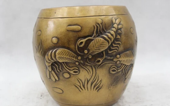 free 7"Chinese Folk Pure Bronze Lucky excellent Money drawing prawn Pot crock fast
free 7"Chinese Folk Pure Bronze Lucky excellent Money drawing prawn Pot crock fast