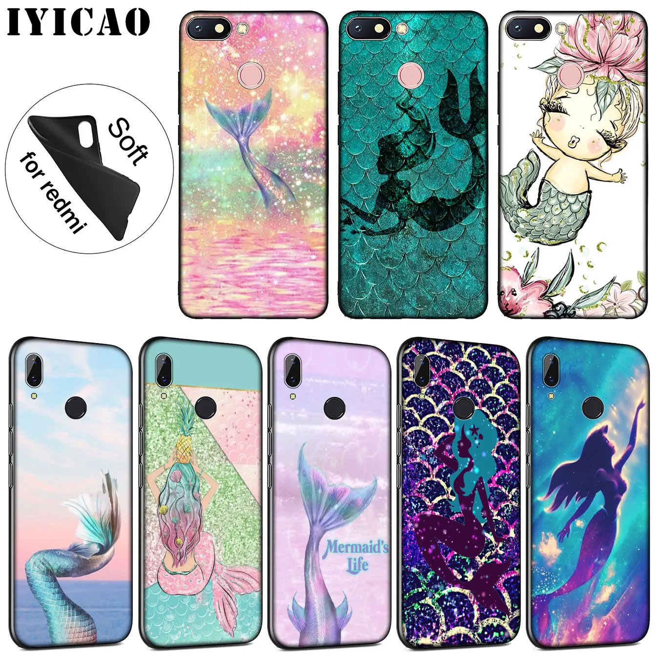 IYICAO Mermaid Tail Scale Soft Silicone Phone Case for Xiaomi Redmi K20 7A 6A 5A S2 4X 4A GO Note 8 7 5 Plus 6 Pro Black Cover
IYICAO Mermaid Tail Scale Soft Silicone Phone Case for Xiaomi Redmi K20 7A 6A 5A S2 4X 4A GO Note 8 7 5 Plus 6 Pro Black Cover