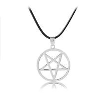 ZRM moda negro Butler collar pentagrama colgante Lucifer Satán Logo signo plata Supernatural joyería para hombres y mujeres(China)