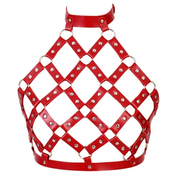 Women's Leather Harness Cage Bra Body Bondage Adjust Lingerie Goth Punk Red Sexy Tops Halloween Dance Festival Rave Wear
Women's Leather Harness Cage Bra Body Bondage Adjust Lingerie Goth Punk Red Sexy Tops Halloween Dance Festival Rave Wear