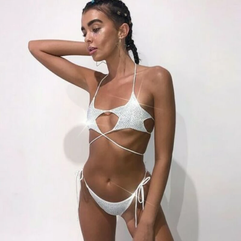 Summer Swimwear Women Sexy Bandage Star Sequins Swimsuit Unpadded Beachwear Bathing Suit Silver Bikinis
Summer Swimwear Women Sexy Bandage Star Sequins Swimsuit Unpadded Beachwear Bathing Suit Silver Bikinis