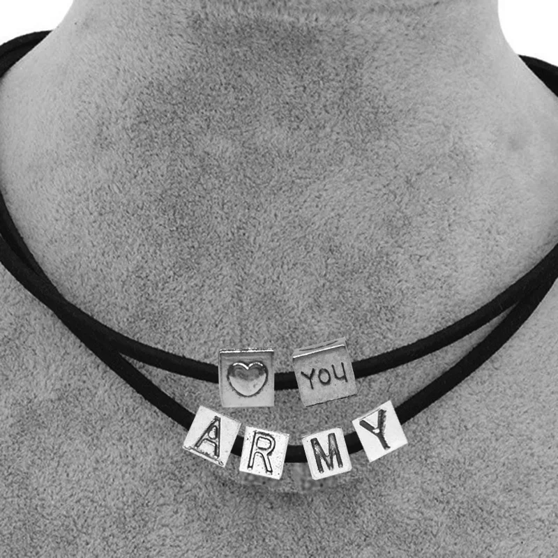ARMY Necklace Kpop Multi Layer Pendant Gothic Punk Black Velvet Choker Collar Jewelry Accessories For Fans Album Love Yourself
ARMY Necklace Kpop Multi Layer Pendant Gothic Punk Black Velvet Choker Collar Jewelry Accessories For Fans Album Love Yourself