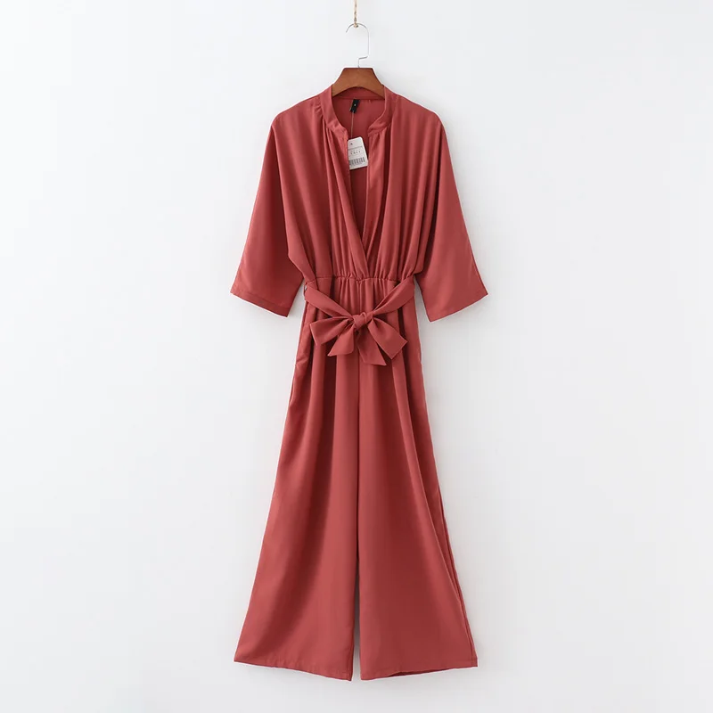 Deep V Neck Jumpsuits Womens Belt Elegant Summer Bodysuit Female Rompers Womens Jumpsuit Wide Leg Pants Ladies DZ13
Deep V Neck Jumpsuits Womens Belt Elegant Summer Bodysuit Female Rompers Womens Jumpsuit Wide Leg Pants Ladies DZ13