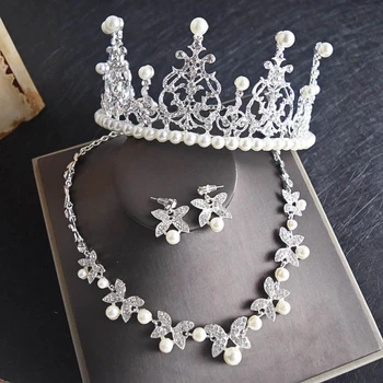 Bridal Pearl Crown + Pendant & Earrings Exquisite Necklace Dowry Jewelry Set Beautiful New Wedding Headwear Accessories SJT002
Bridal Pearl Crown + Pendant & Earrings Exquisite Necklace Dowry Jewelry Set Beautiful New Wedding Headwear Accessories SJT002
