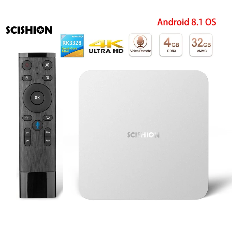 

AI ONE Smart TV BOX Android 8.1 RK3328 quad core 4GB Ram 32GB Rom WIFI 4K USB 3.0 H.265 Media Player IPTV Box With Voice Control