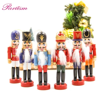 

1SET 12cm Wood Made Nutcracker Puppet Zakka Creative Desktop Decoration Christmas Ornaments Drawing Walnuts Soldiers, Band Dolls