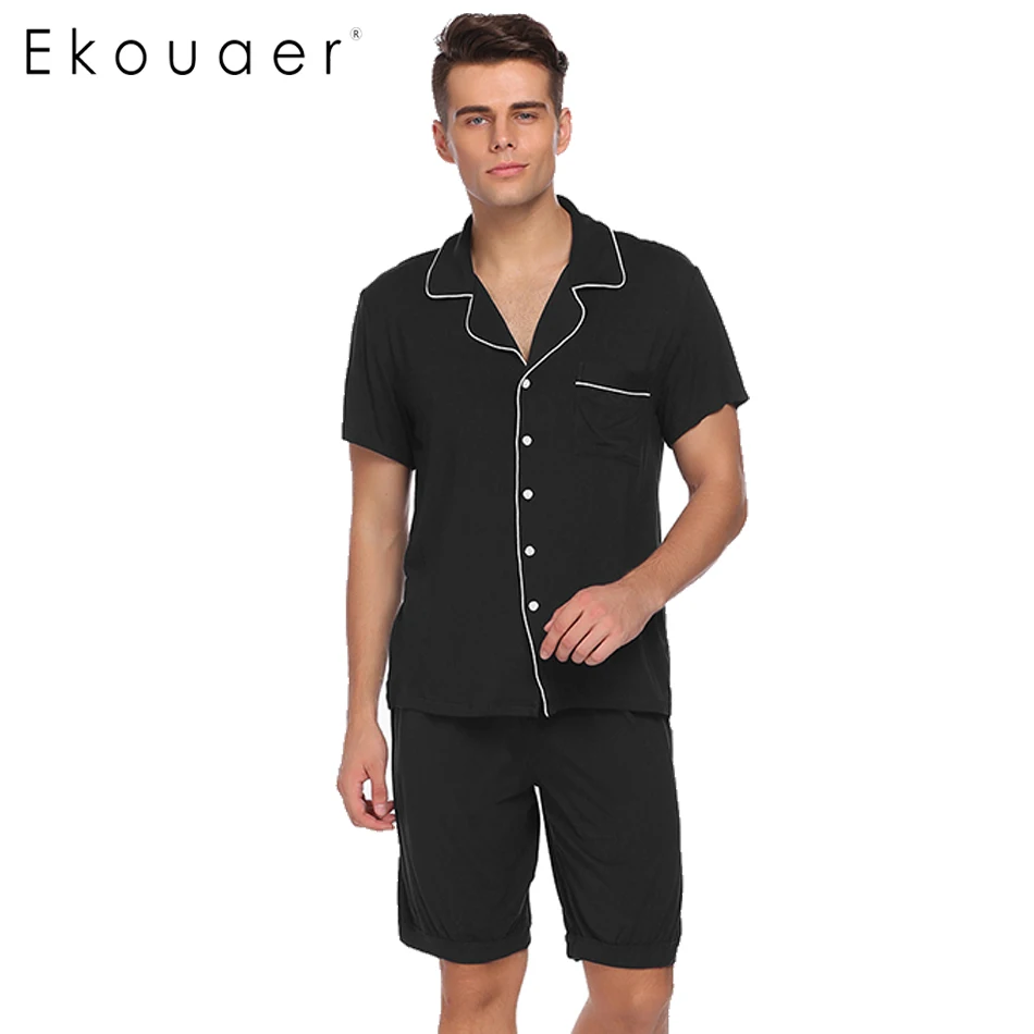 Ekouaer Men Pajamas Set Turn-down Collar Pajamas Short Sleeve Tops With Elastic Waist Shorts Pajamas Sets Casual Sleepwear
Ekouaer Men Pajamas Set Turn-down Collar Pajamas Short Sleeve Tops With Elastic Waist Shorts Pajamas Sets Casual Sleepwear
