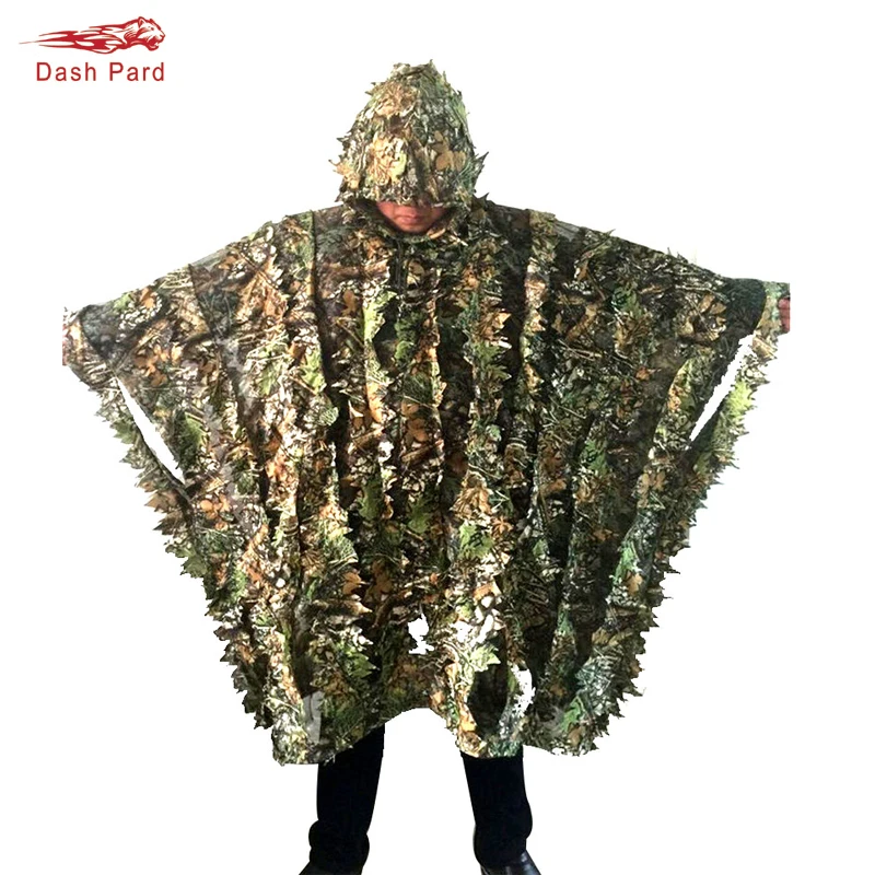 Leafy Poncho Jungle Ghillie Suits Hunting Camouflage 3D Bionic Leaf Yowie Mesh for Hunting add 6pcs buttons more convenient 
Leafy Poncho Jungle Ghillie Suits Hunting Camouflage 3D Bionic Leaf Yowie Mesh for Hunting add 6pcs buttons more convenient