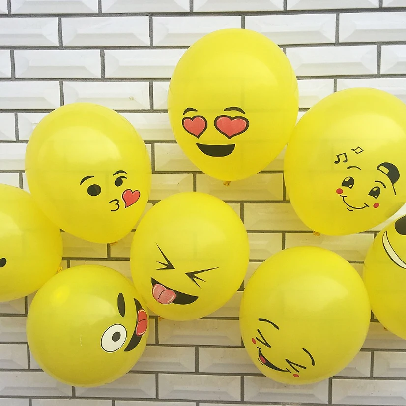 

10pcs 12inch Emoji Balloons Smiley Face Expression Yellow Latex Balloons Party Wedding Balloons Cartoon Inflatable Balls Globos