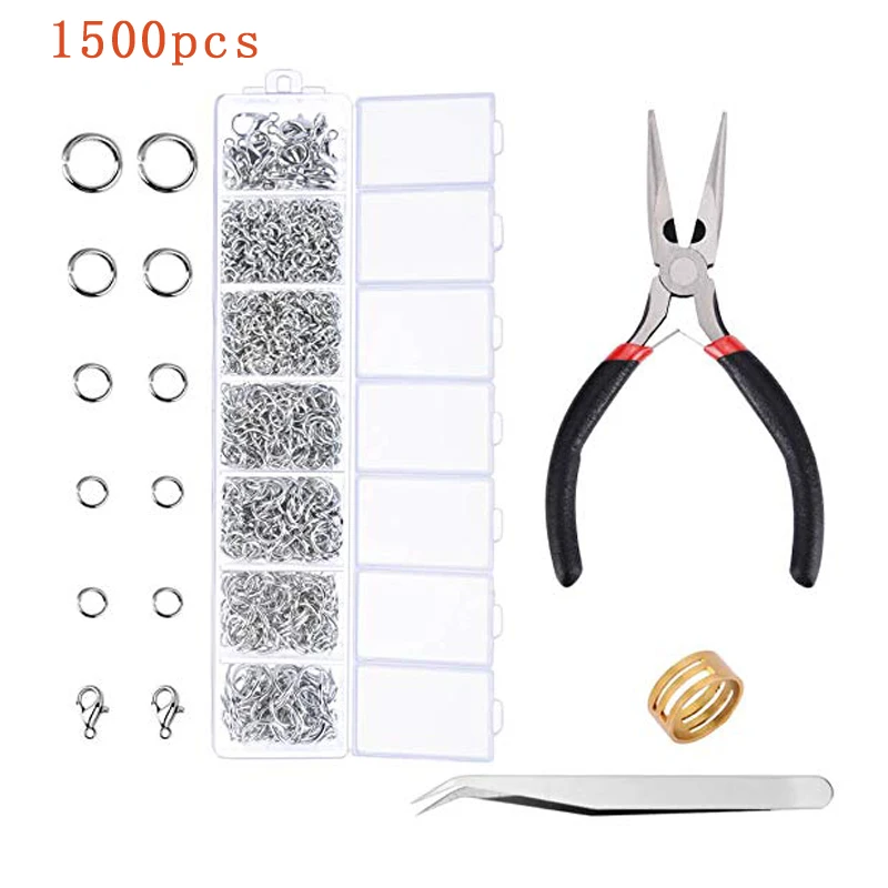 

1500Pcs Silver Jump Rings with Lobster Clasps and Jewelry Pliers for DIYCraft Jewelry Making Supplies Findings and Necklace Repa