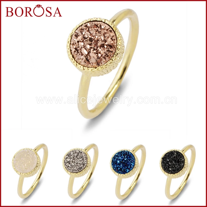 BOROSA Fashion 5PCS 10mm Gold Color Round Natural Crystal Titanium Druzy Ring Size 6 & 7 Gems Drusy Ring Jewerly ZG059
BOROSA Fashion 5PCS 10mm Gold Color Round Natural Crystal Titanium Druzy Ring Size 6 & 7 Gems Drusy Ring Jewerly ZG059