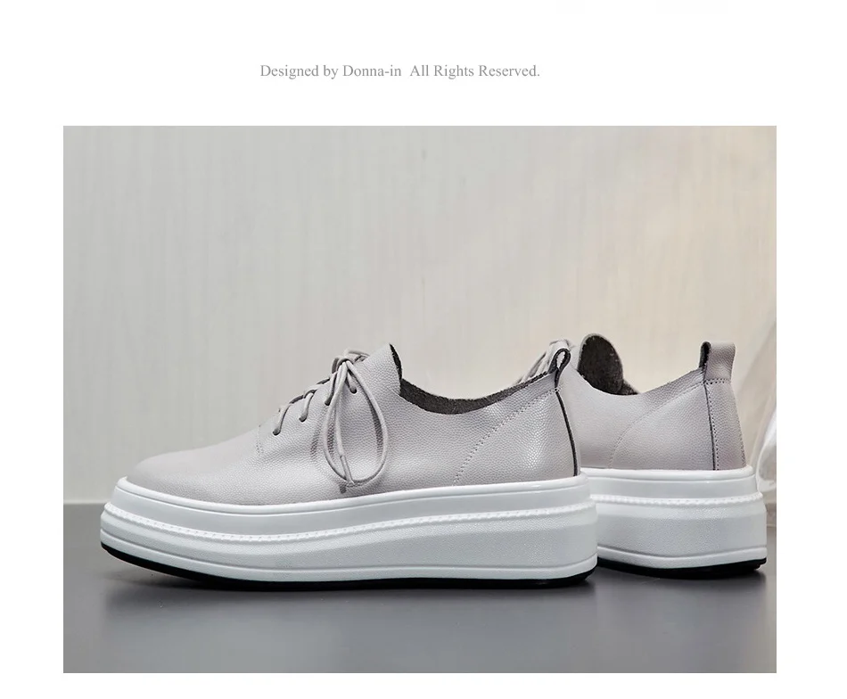 Donna-in Women Flats Shoes Platform Sneakers Shoes Genuine Leather Spring Fashion Sneakers Creepers Lace-up Comfortable Shoes (17)