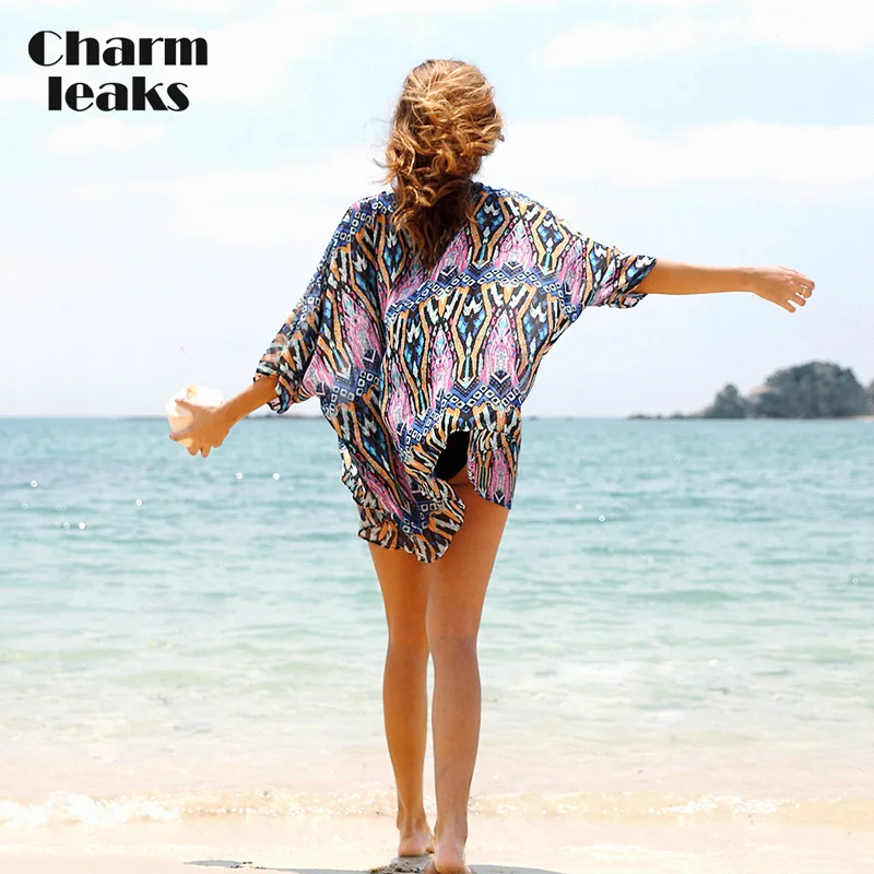 Charmleaks Women Pareo Beach Cover Up Sarong Bikini See-through Swimsuit Swimwear Sexy Cover-ups wrap Bathing Suit | Женская одежда