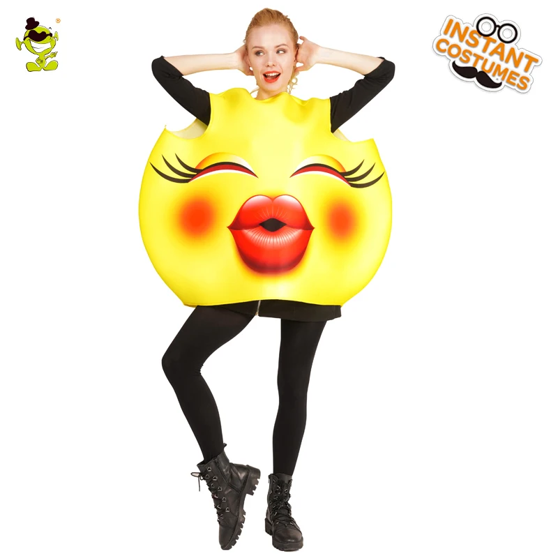 Hot Sale Ladies Kiss Emoji Costume Fashionable Yellow Shy Kiss Emoji Jumpsuit For Carnival Party Adults Suit
Hot Sale Ladies Kiss Emoji Costume Fashionable Yellow Shy Kiss Emoji Jumpsuit For Carnival Party Adults Suit