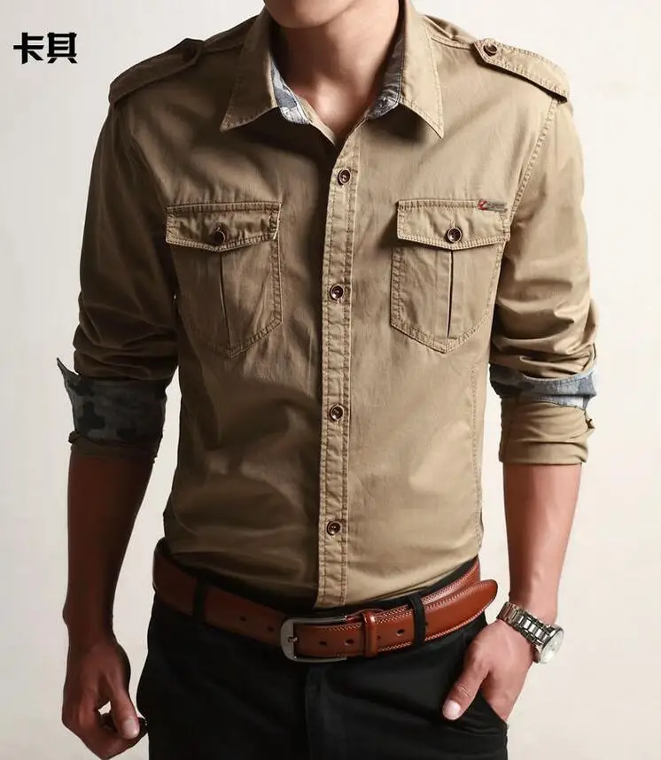 100% Cotton Military Shirt Men (2)