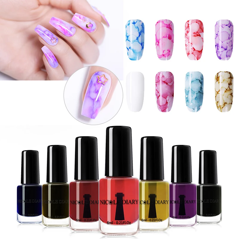 NICOLE DIARY 6ml Watercolor Marble Nail Ink Blossom Nail Polish Red Purple Blue Nail Art Varnish DIY Design
NICOLE DIARY 6ml Watercolor Marble Nail Ink Blossom Nail Polish Red Purple Blue Nail Art Varnish DIY Design