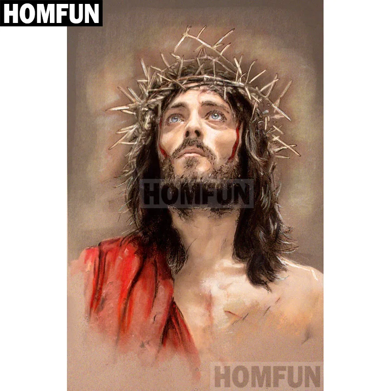 HOMFUN Full Square/Round Drill 5D DIY Diamond Painting "Religion Jesus" Embroidery Cross Stitch Home Decor Gift A01924 | Дом и сад