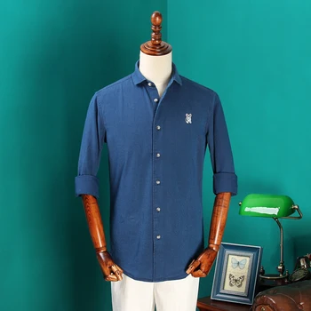 Mens England High-end Water Wash Cowboy Blue long-sleeved Suits Shirt Male Jeep Shirts linen Shirts Men Casual Dress
Mens England High-end Water Wash Cowboy Blue long-sleeved Suits Shirt Male Jeep Shirts linen Shirts Men Casual Dress