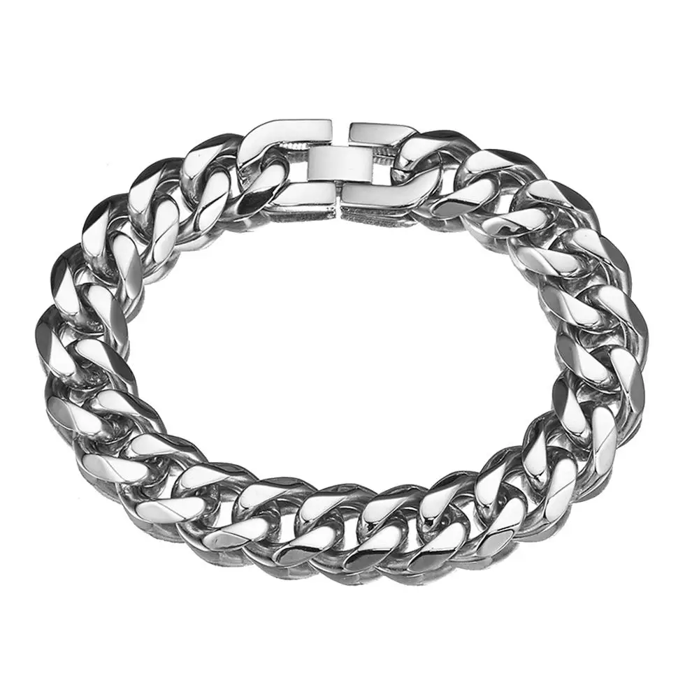 Polishing Silver Color Curb Cuban Link Chain Bracelet 7-11 Inches Length Free Option For Biker Mens Jewelry Stainless Steel 15mm
Polishing Silver Color Curb Cuban Link Chain Bracelet 7-11 Inches Length Free Option For Biker Mens Jewelry Stainless Steel 15mm