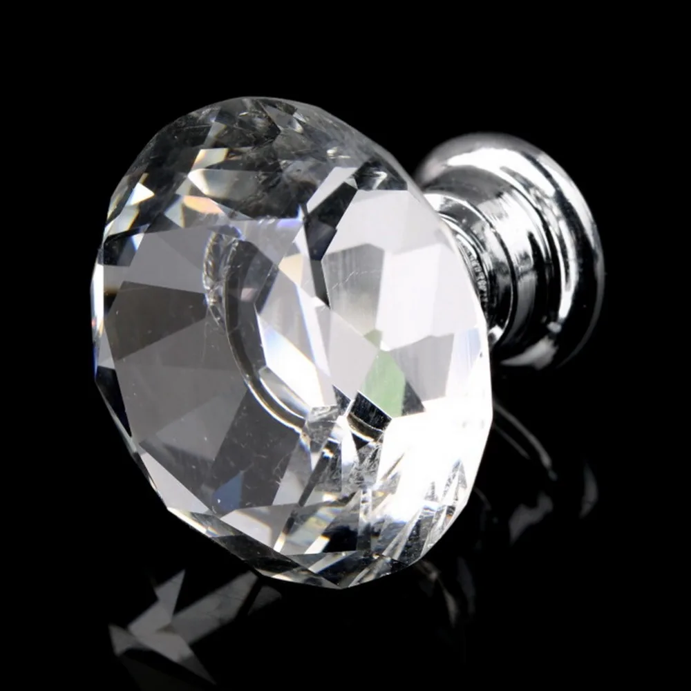 Image 1pack 10 Pcs 30mm Diamond Shape Crystal Glass Drawer Cabinet Knob Pull Handle Kitchen Door Wardrobe Hardware