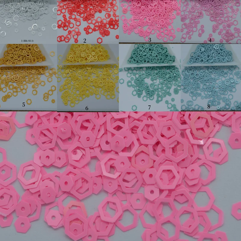 25g 6mm Solid Color Hollow Hexagon Shaped PVC Loose Sequins For Crafts Paillettes Sewing Decoration Garment Kid DIY Accessory
25g 6mm Solid Color Hollow Hexagon Shaped PVC Loose Sequins For Crafts Paillettes Sewing Decoration Garment Kid DIY Accessory
