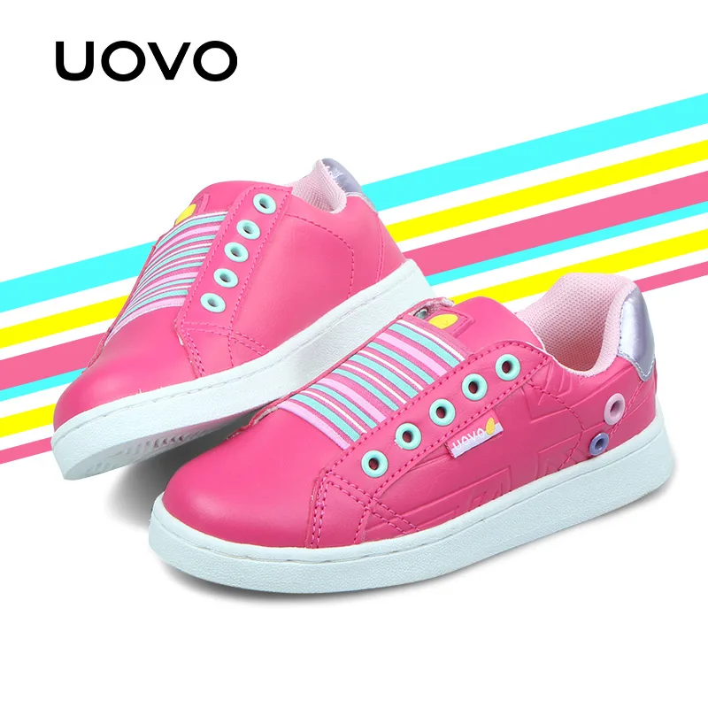 Image UOVO New Fashion Casual Children Shoes Hit Color Boys Shoes Flat Girls Shoes Slip on Sneakers for Kids