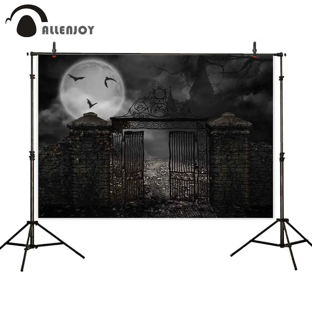 Allenjoy backdrop for photographic studio Halloween Moon bats horror night brick wall iron gate backgrounds photobooth photocall
Allenjoy backdrop for photographic studio Halloween Moon bats horror night brick wall iron gate backgrounds photobooth photocall