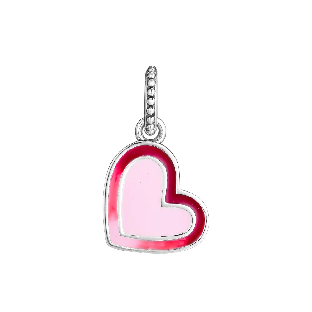 925 Sterling Silver Asymmetric Heart of Love Charm Mixed Enamel Original Jewelry Making Fits For Bracelets & Bangle | Украшения и