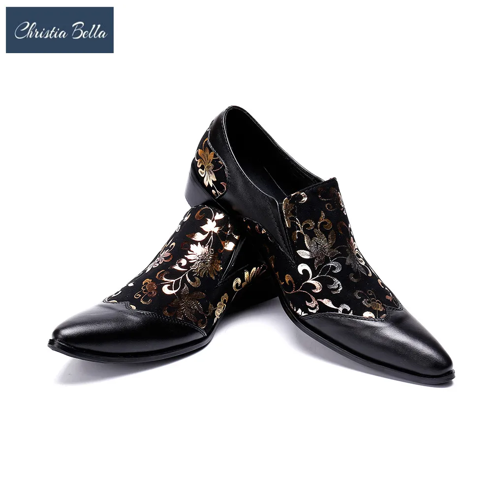 Christia Bella Gold Pointed Toe Dress Shoes Fashion Floral Print Genuine Leather Men Shoes Italian Business Men Formal Shoes
Christia Bella Gold Pointed Toe Dress Shoes Fashion Floral Print Genuine Leather Men Shoes Italian Business Men Formal Shoes