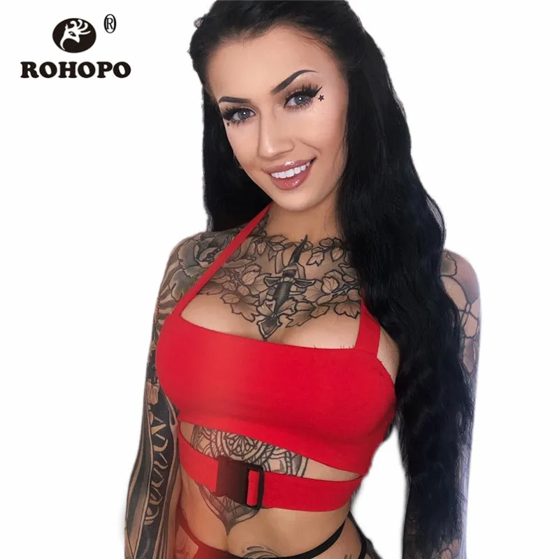 ROHOPO Solid Women Tops Tank Halter Short Length Hollow out Strapless Tops Woman Female Hook Buckle Sexy Cute Crop Red Top
ROHOPO Solid Women Tops Tank Halter Short Length Hollow out Strapless Tops Woman Female Hook Buckle Sexy Cute Crop Red Top
