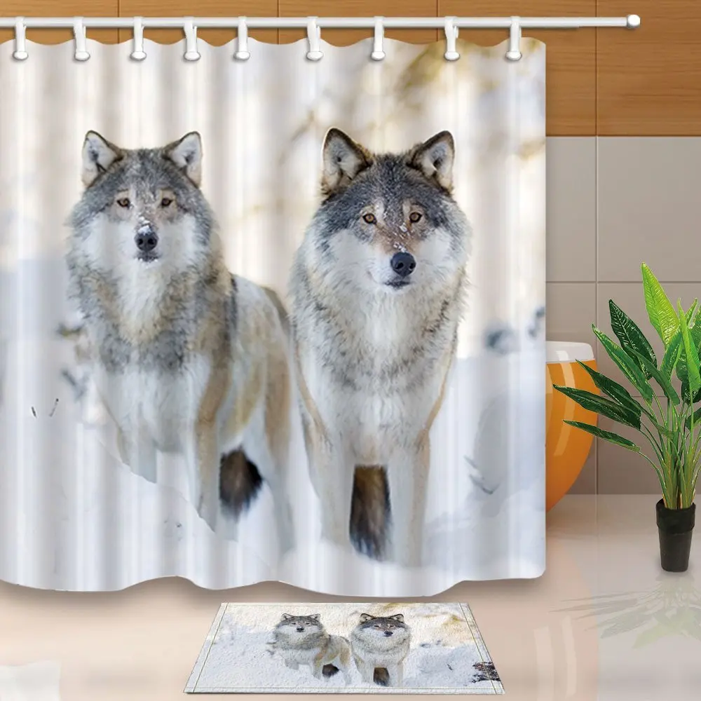 Snow Animals Decor Wolfs Standing in the Woods a Cold Winter Waterproof Polyester Fabric Shower Curtain Set Floor Doormat Rugs
Snow Animals Decor Wolfs Standing in the Woods a Cold Winter Waterproof Polyester Fabric Shower Curtain Set Floor Doormat Rugs