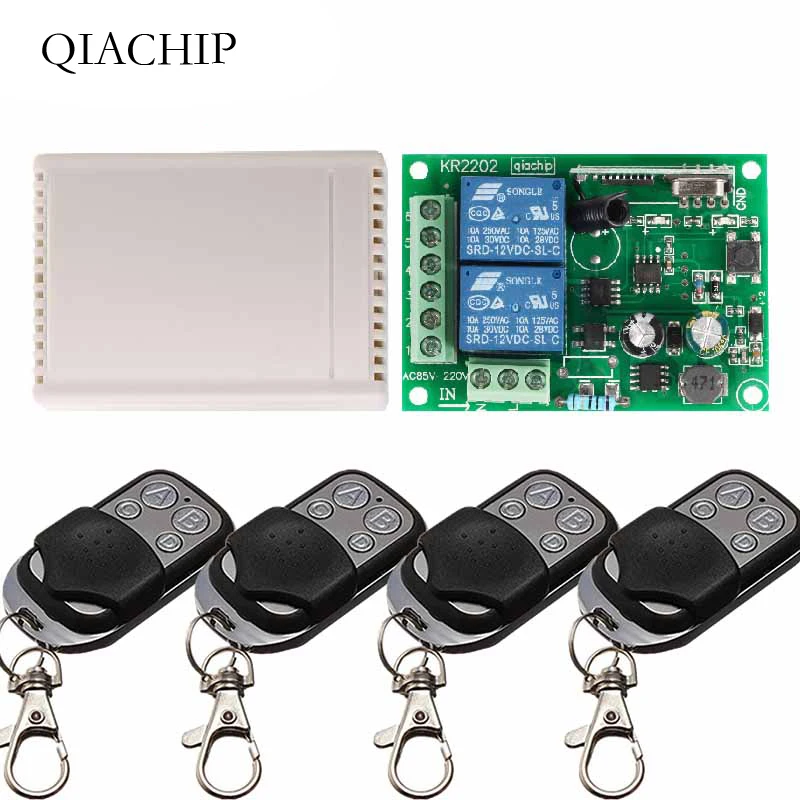 QIACHIP 433 Mhz Wireless Remote Control Switch AC 85V 110V 220V 2CH Relay Receiver Module & RF 433Mhz 4 button Remote Controls
QIACHIP 433 Mhz Wireless Remote Control Switch AC 85V 110V 220V 2CH Relay Receiver Module & RF 433Mhz 4 button Remote Controls