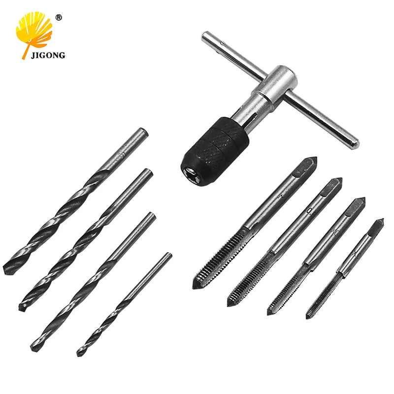 9pcs/Set T Type Machine Hand Screw Thread Taps Reamer M3/M4/M5/M6 Tap Set With 4pcs Twist Drill Bits And Wrench
9pcs/Set T Type Machine Hand Screw Thread Taps Reamer M3/M4/M5/M6 Tap Set With 4pcs Twist Drill Bits And Wrench