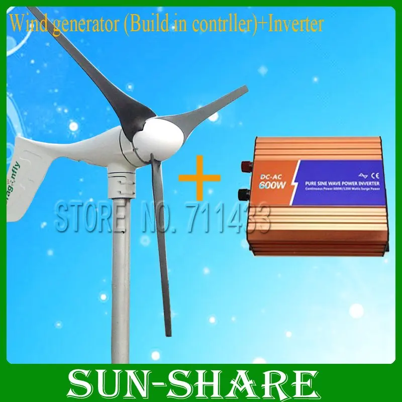 Free shipping 2012 hot selling low noise 600w wind turbine generator+600w off grid pure sine wave inverter
Free shipping 2012 hot selling low noise 600w wind turbine generator+600w off grid pure sine wave inverter